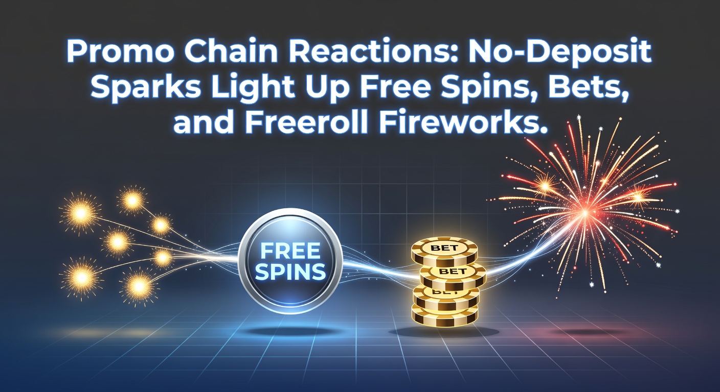 Dynamic illustration of a spark igniting a chain of slot reels, betting slips, and poker tournament trophies, representing escalating promotions