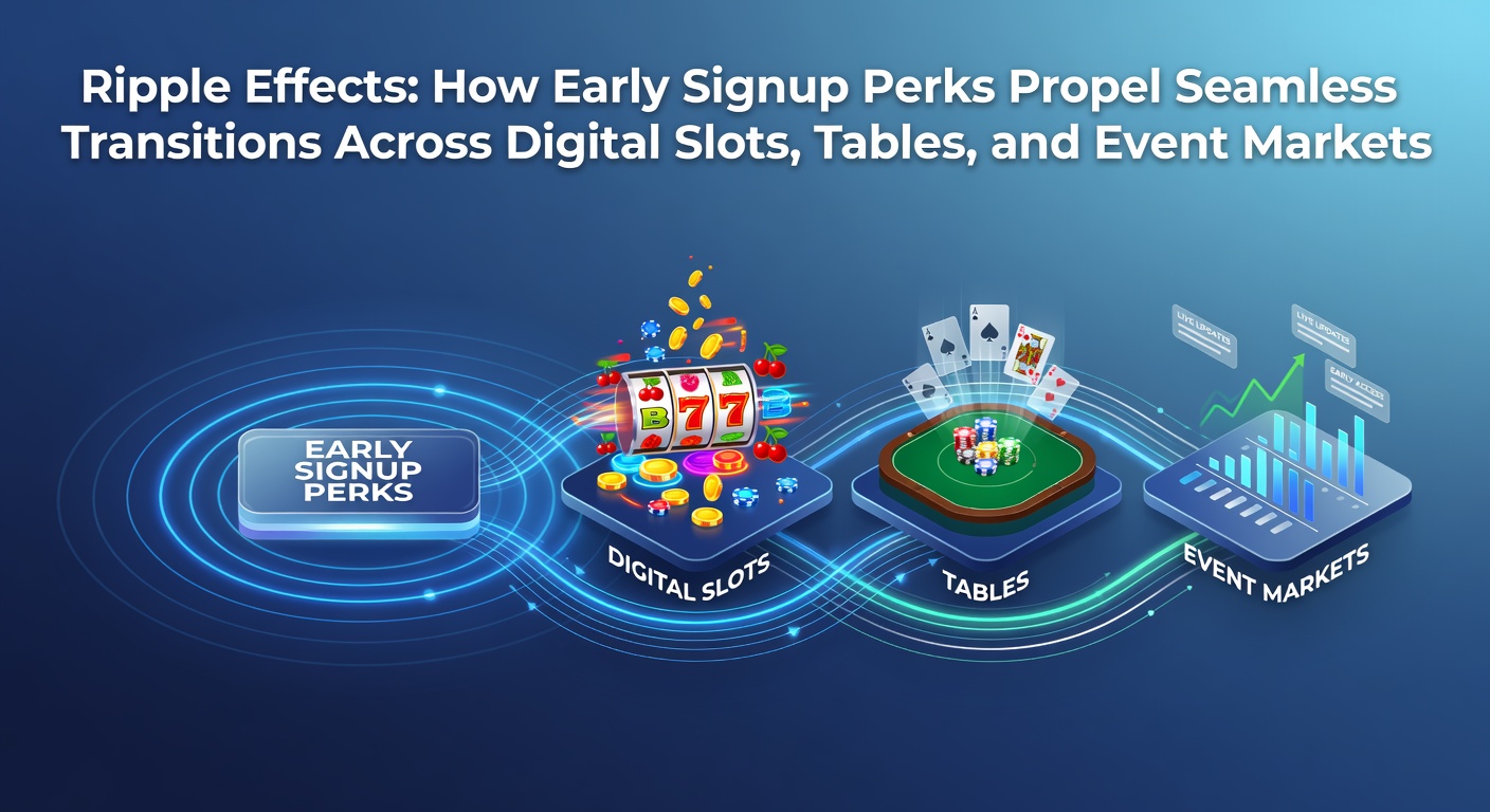 Digital interface showing early signup perks linking slots, tables, and event markets in online gaming platforms