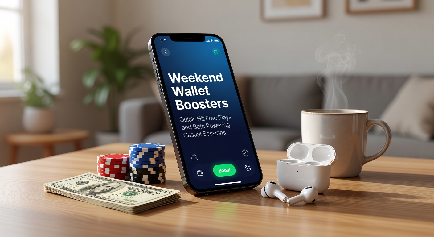 Casual players checking out weekend free bet offers on their phones during a relaxed Saturday afternoon
